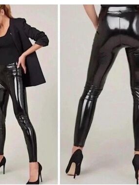 SPANX Black High-Shine Skinny Vinyl-Look Pants